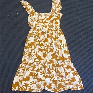 Floral Women’s Midi Dress in White and Brown